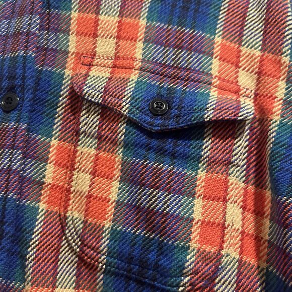 Outerknown Blanket Shirt Womens M/L Red Blue Plaid Flannel Button Up Surf Casual - Picture 2 of 6